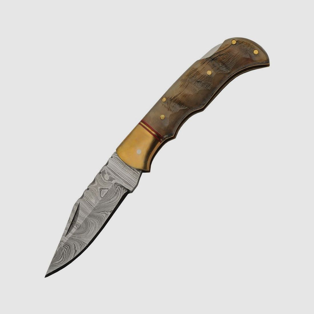 Damast Taschenmesser, Griff aus Widderhorn | 96964
