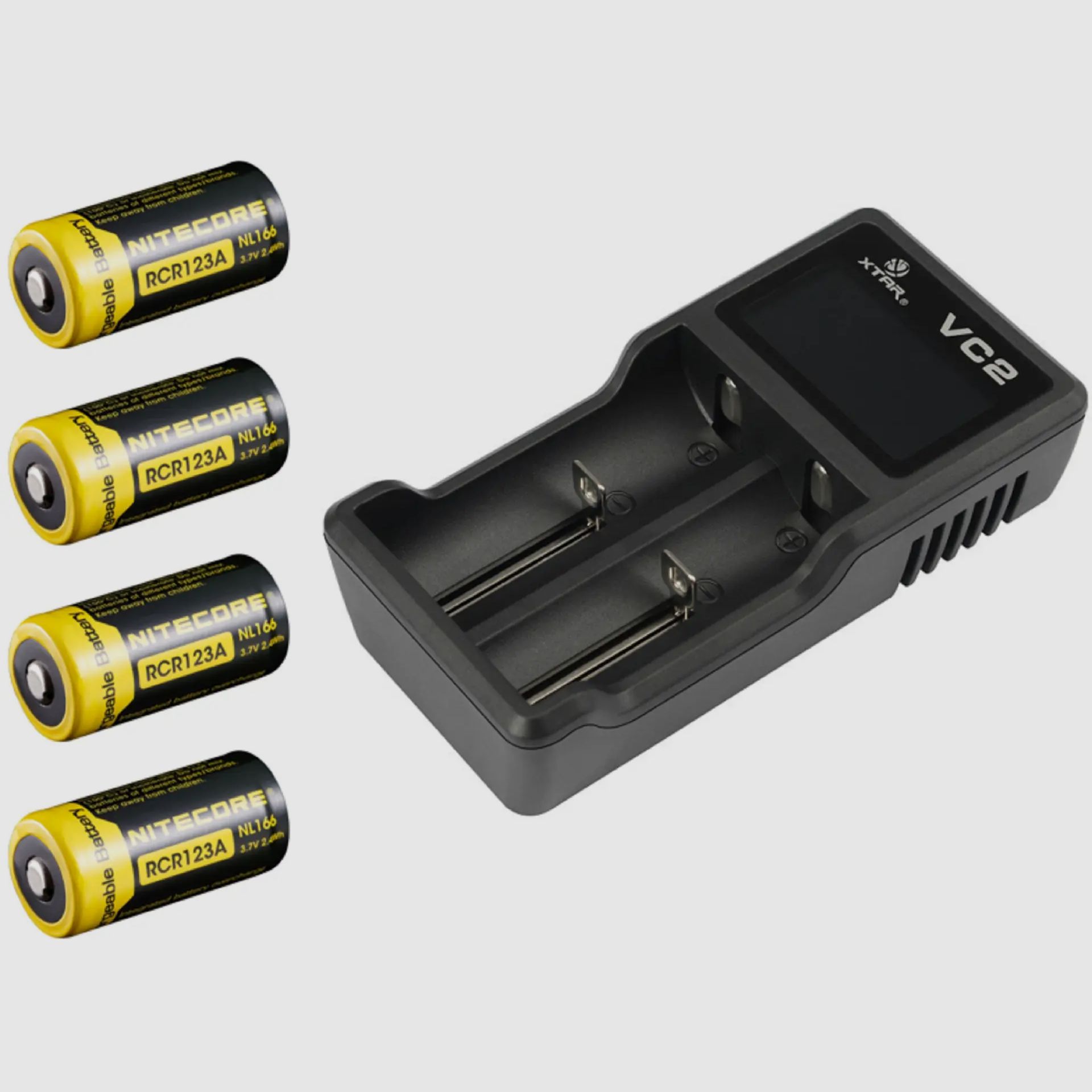 Ladegerät mit passenden Lithium Akkus CR123