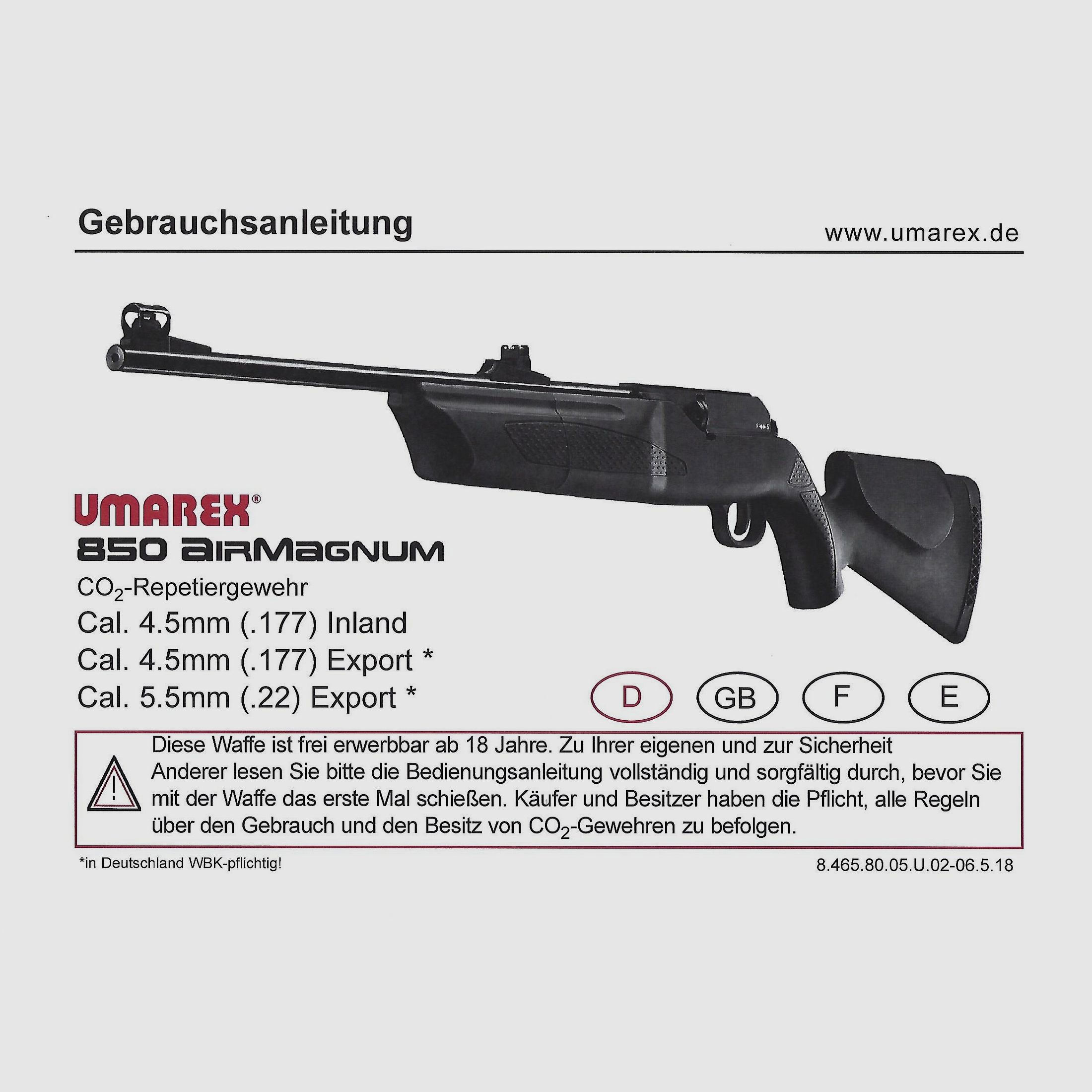 Hämmerli 850 Air Magnum fucile a ripetizione cal. 4,5mm (.177, 7,5 Joule) con telescopio Walther 6 x 42 e accessori