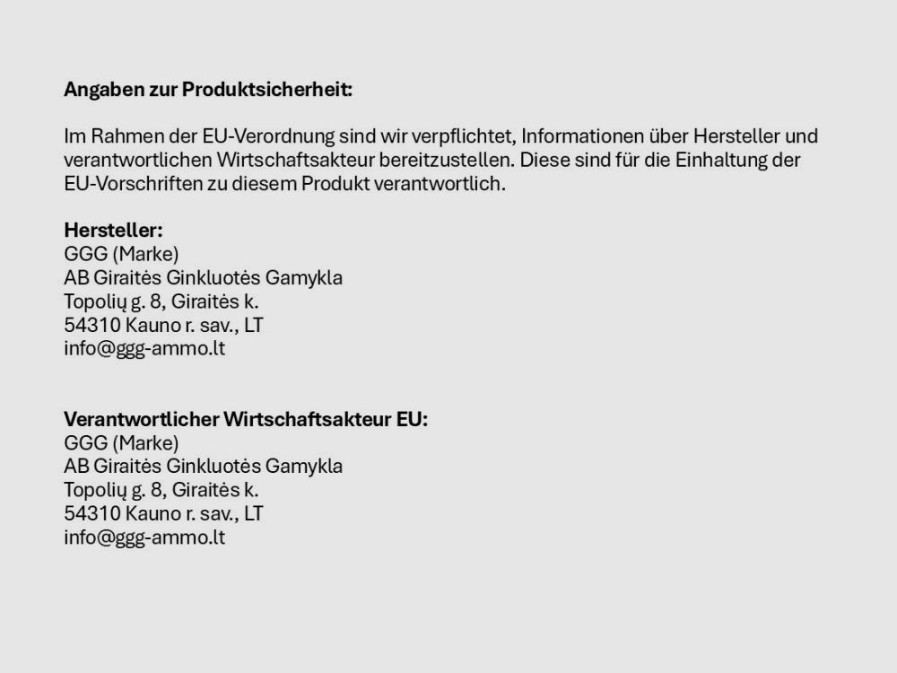GGG - Giraites Ginkluotes Gamykla Patrone .308Win GGG 147grs FMJ (GPX11) 30xVE 20 = 600 Patronen/ 9,55g Vollmantel