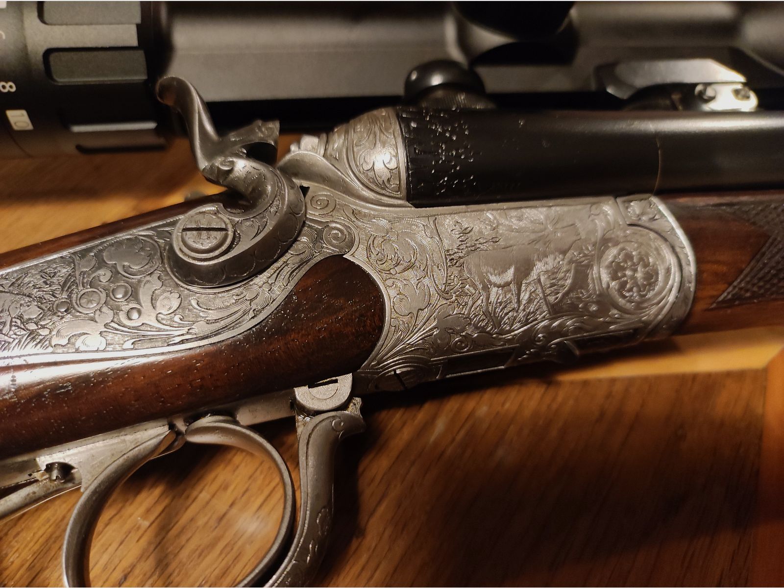 Neuwertiger Ferlacher Drilling 5,6x50R Mag 16/70 Hahndrilling Rouxverschluss kein Krieghoff Blaser Merkel Nimrod Suhl Simson Collath