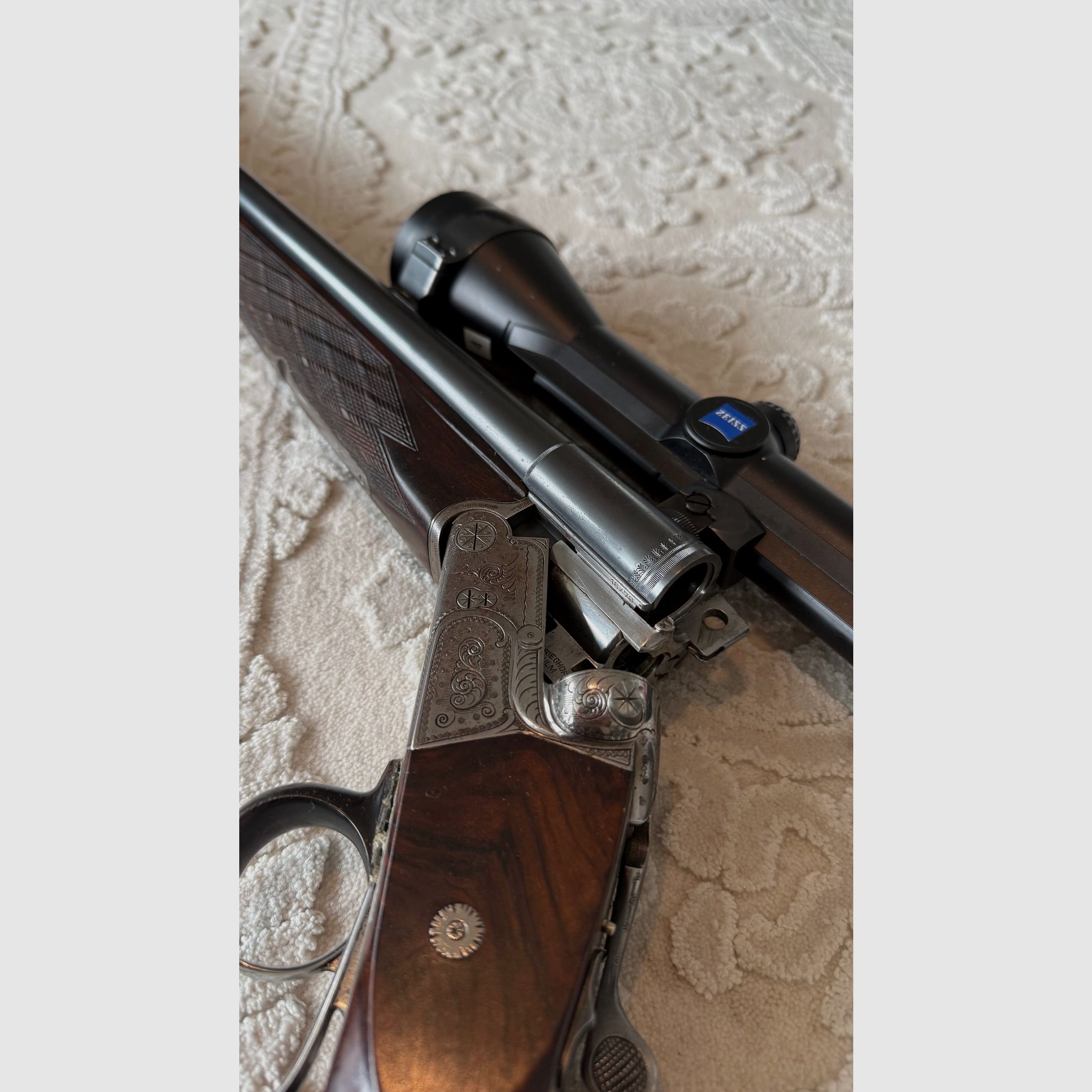 Krieghoff Trumpf Drilling 7x57R / 16/70  16/70 con canna inserita .22 Hornet & Zeiss Diavari VM T*