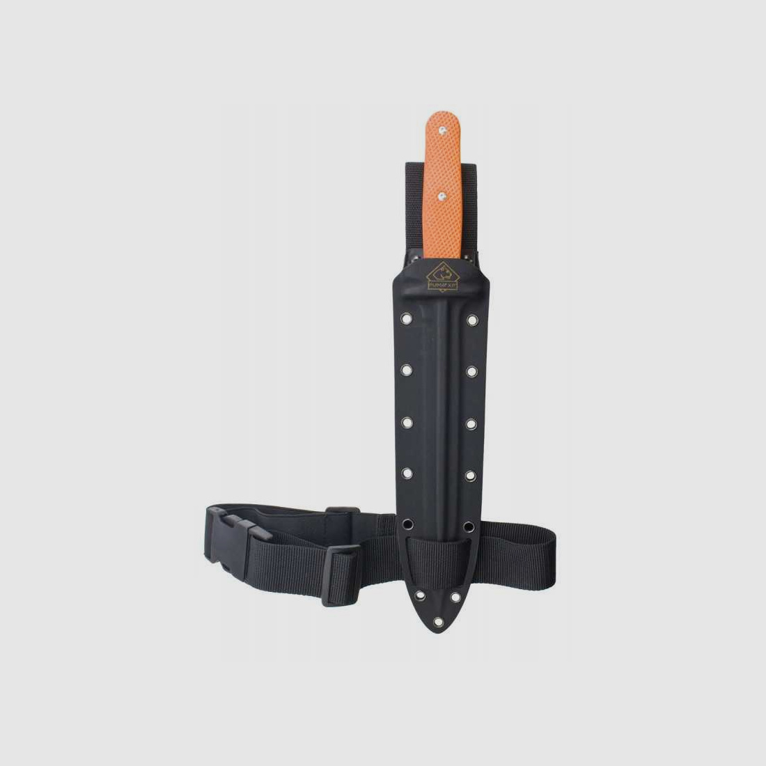 PUMA XP pig sticker 15 Abfangmesser Orange G10 mit Fischhaut Kydex Scheide