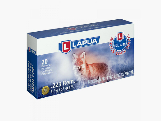 Lapua .223 Rem. 55GR FMJ 20 cartouches
