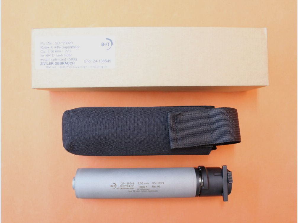 B&T AG Schalldämpfer .223Rem B&T AG Rotex-X (SD-123029) Edelstahl grau m. QD-Verschluss NATO