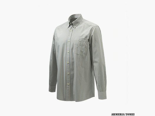 SHIRT – BERETTA – WOOD BUTTON DOWN Tan & Light Blue Check