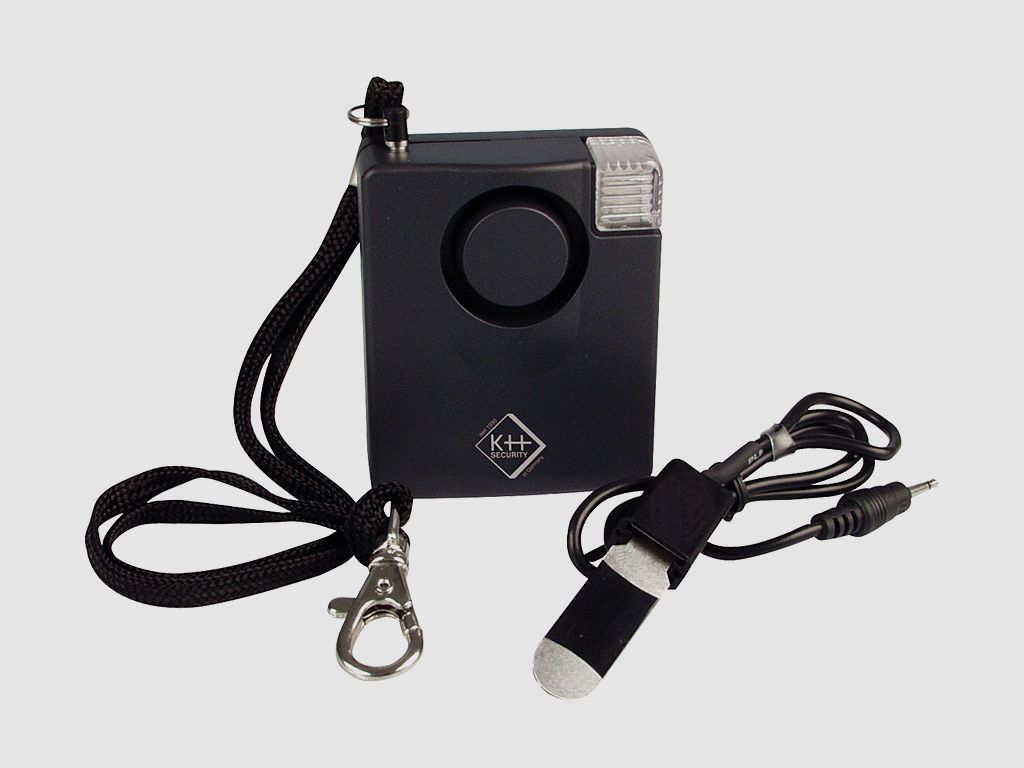 Safety First Mobilalarm gegen Einbruch Ăśberfall und Diebstahl mit Schrillalarm und Blitzlicht 100 dB schwarz