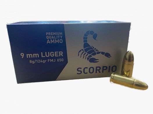STV SCORPIO 9MM LUGER 124GRS. - FMJ/VM - 50 COLPI