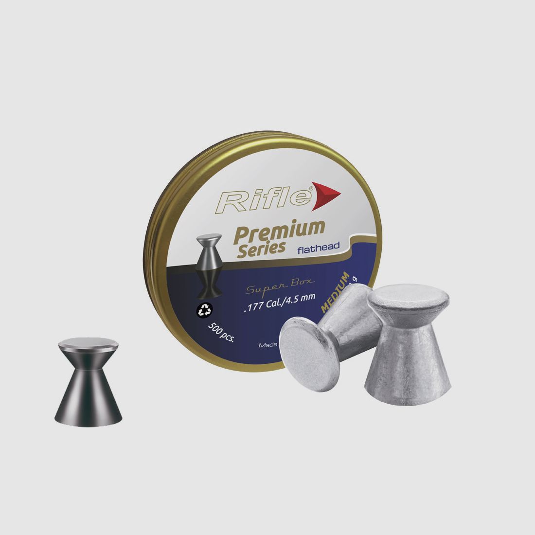 Flachkopf Diabolos Rifle Ammunition Premium Series Flathead SB Medium Kaliber 4,49 mm 0,50 g glatt 500 StĂĽck