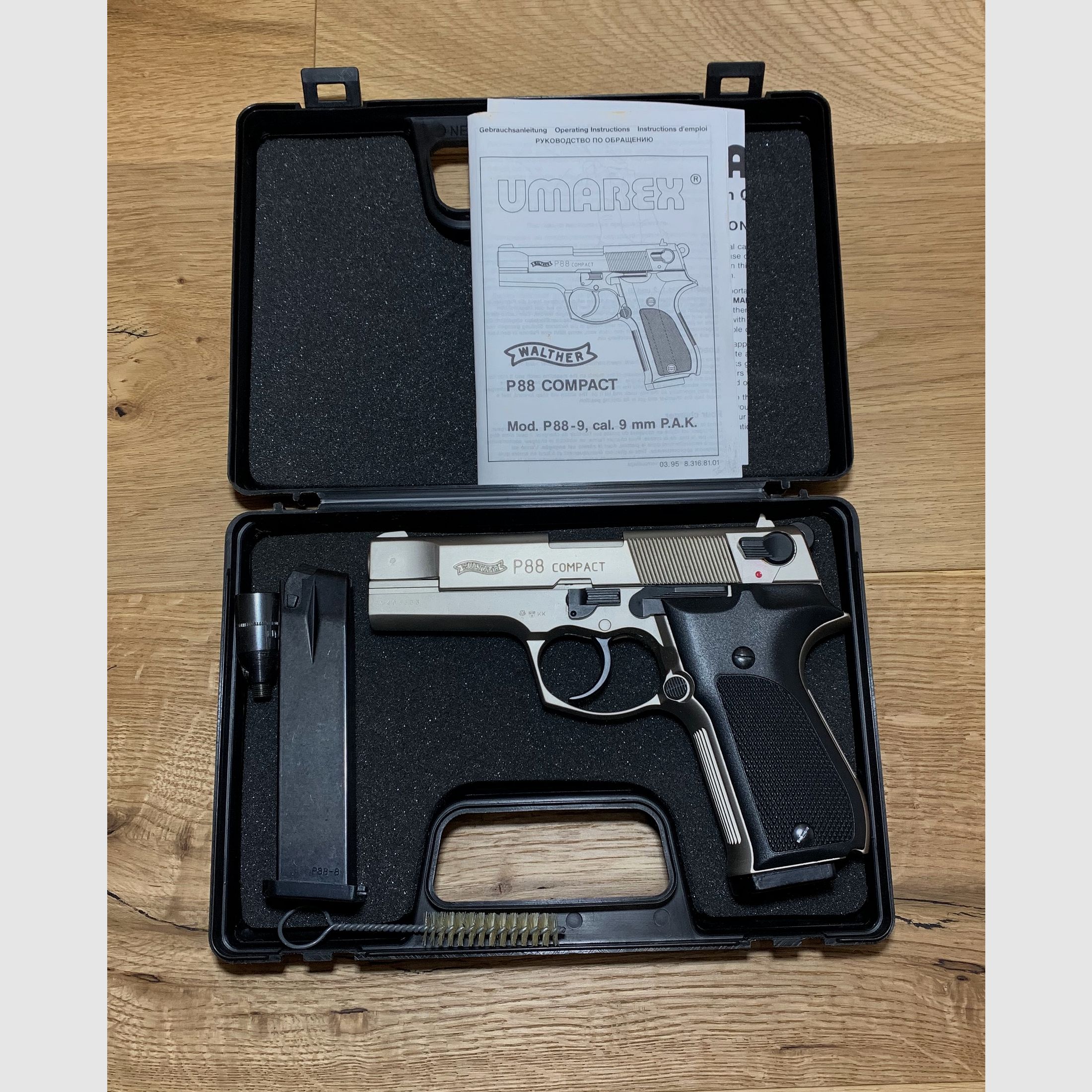 Walther P88 Compact signal pistol/blank firing gun 9mm P.A.K. in matte nickel-plated by Umarex