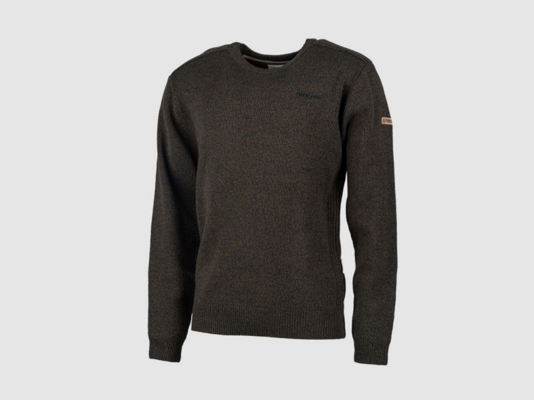 PULLOVER AUS WOLLE MIT TREELAND-STICKEREI GRÜN