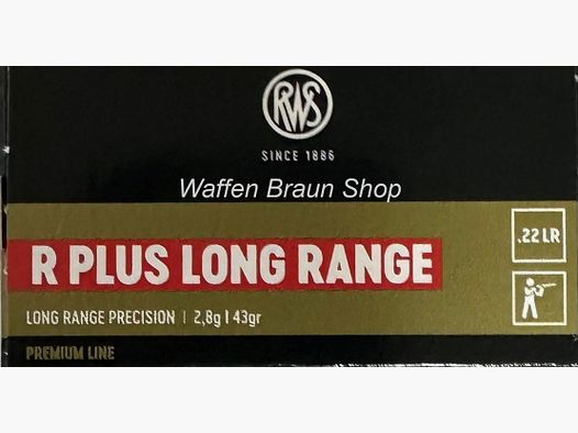 RWS .22 lr R Plus LONG Range 2,8g / 43 grain 50 Stück