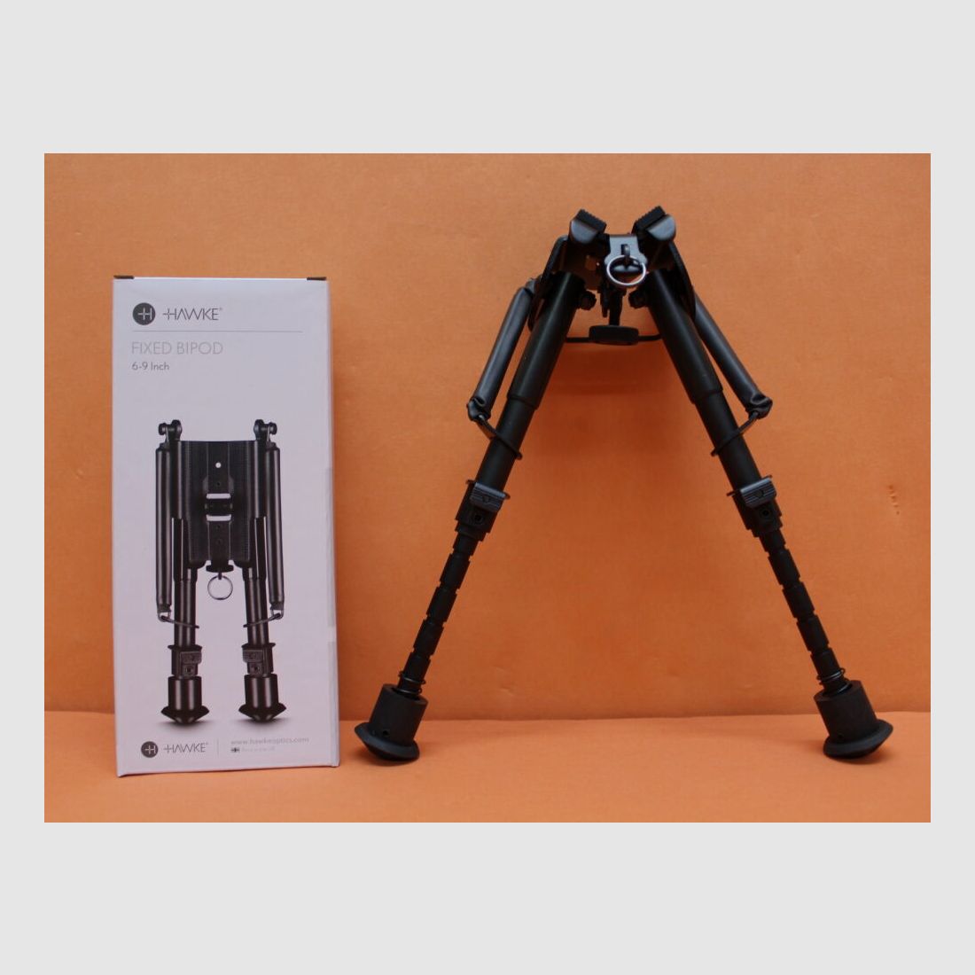 HAWKE HAWKE Zweibein Fixed Bipod (70001) Höhe 6-9"/ ca. 15-23 cm, Rastenverstellung, gummierte Füße