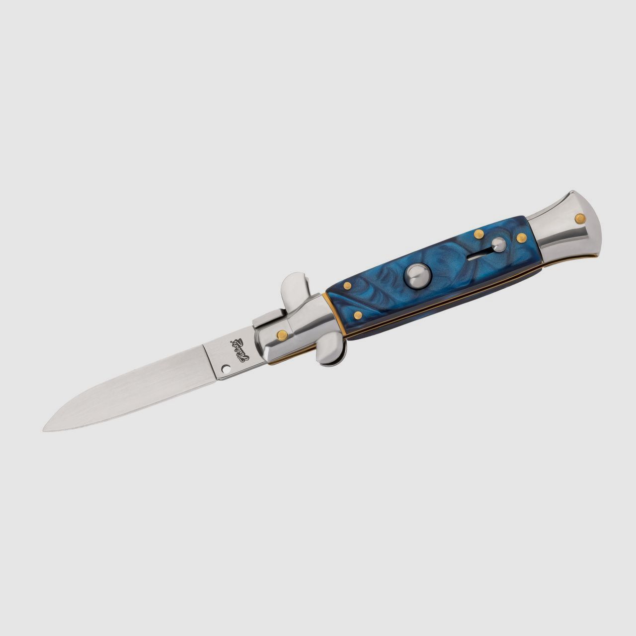 Springmesser, blau schönes Marmor-Muster klassisches Stiletto