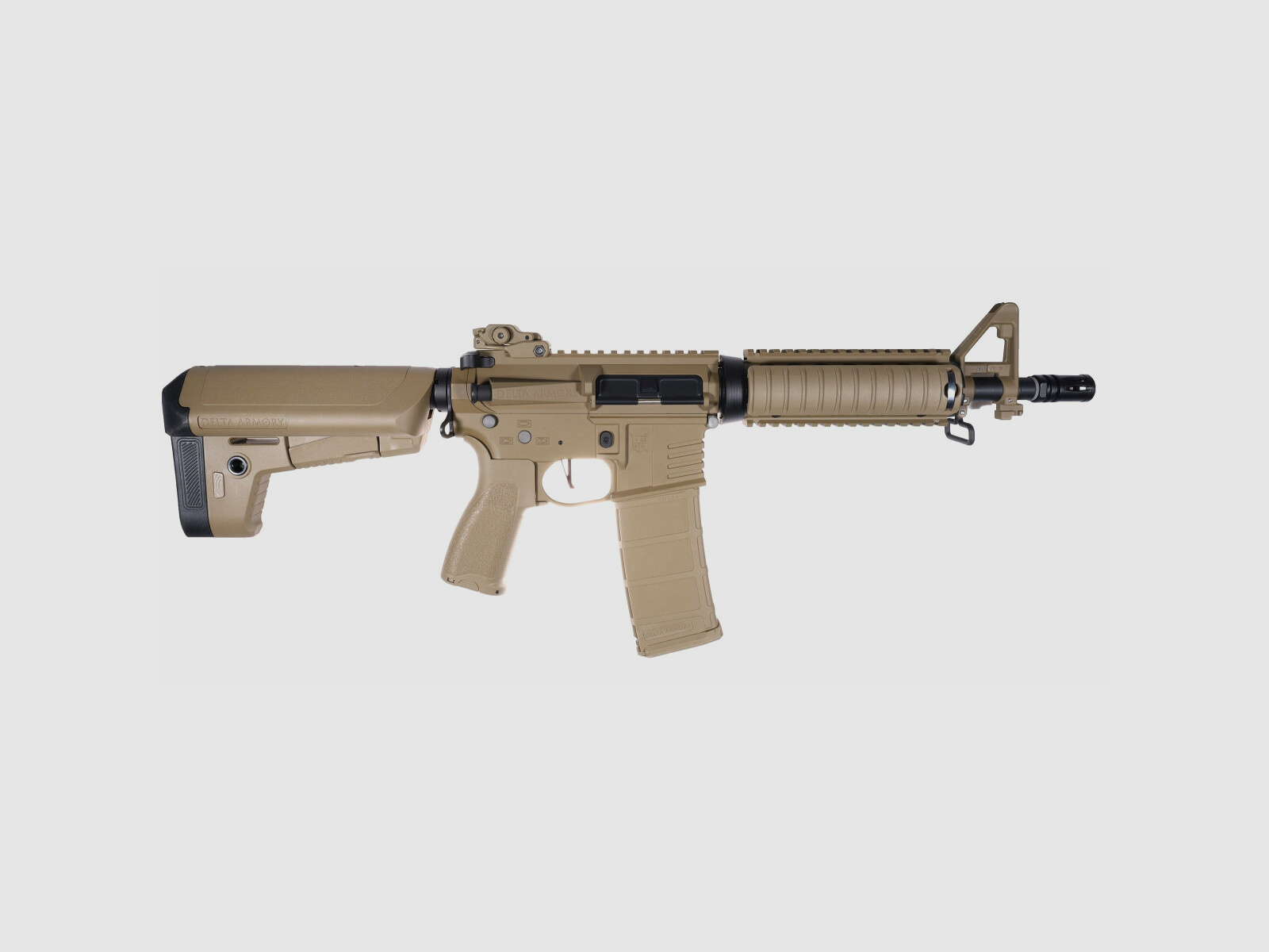 AR15 CQB-R ALPHA Metallo Completo Delta Armory Tan S-AEG Fucile Airsoft Libero da 18 Anni