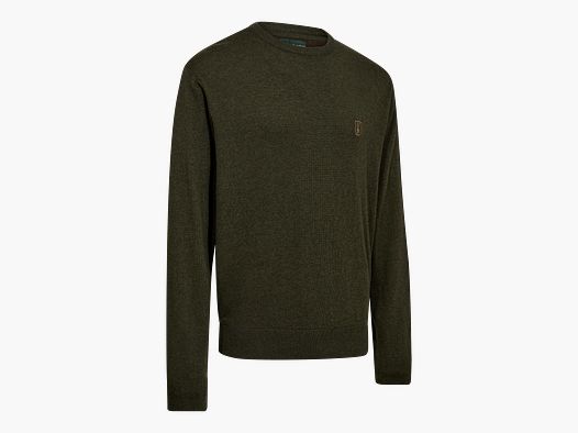 Harrington knitted pullover with round neckline - Forest Ember Melange - Size: 4XL