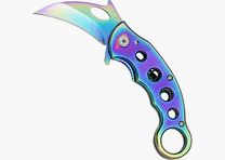 Karambit rainbow coating pocket knife with finger ring