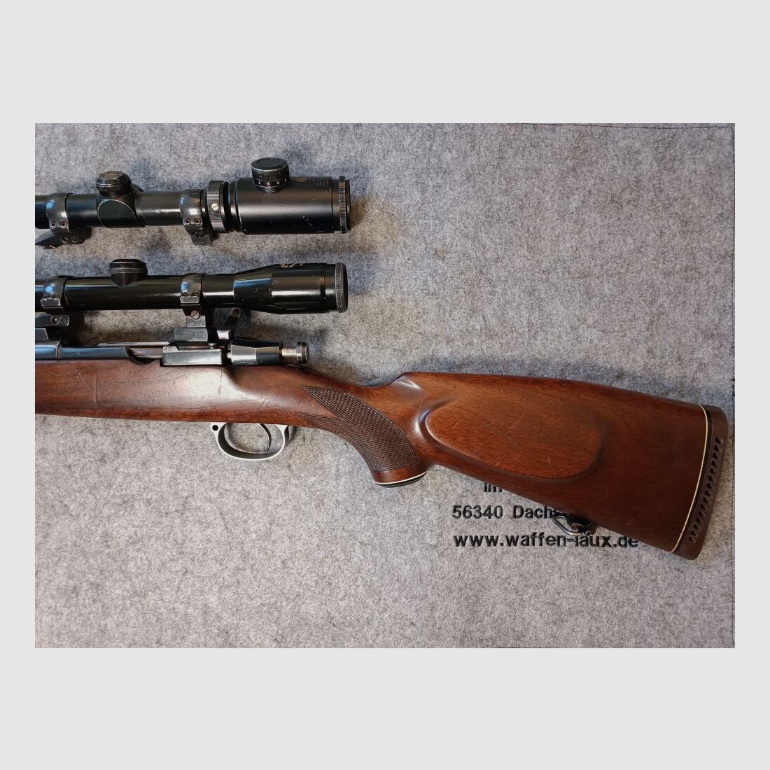 Frankonia Würzburg 98er Stutzen with two scopes + manual safety + set trigger