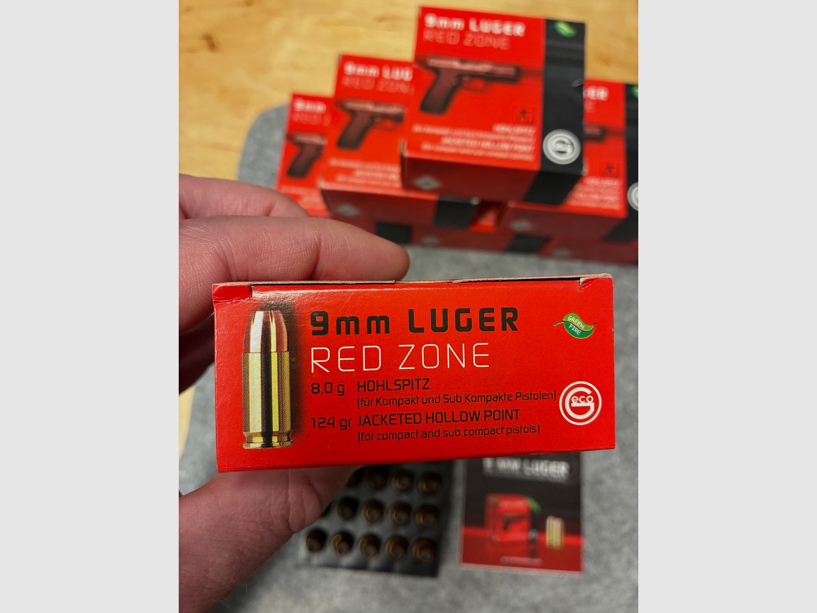Geco 9mm Luger Red Zone 8,0 g Holhlspitz 124 gr jackated hollow point Fangschuss 124