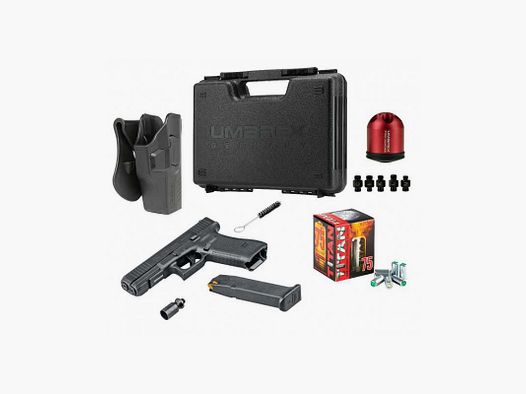 GLOCK 17 Gen5 9mm P.A.K. Set + Holster + Pyro Launcher + 75 Platzpatronen