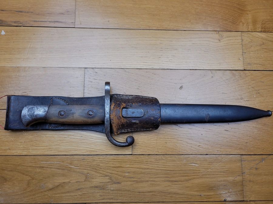 Seltene belgische Bajonett, genannt „Jeannette“ – Mauser 1889 – Mit Nummer – Mit Scheide – TBE, Bild 12 von 13