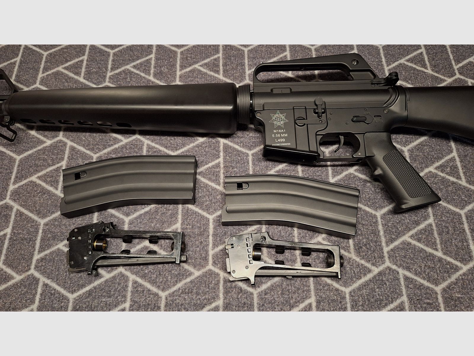 M16A1 VN Vietnam rifle, metal completo, CO2 calibre 4,5BB, 2x revista-NUEVO!