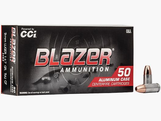 CCI Blazer Clean-Fire 9mm Luger 147GR TMJ RN 50 cartridges