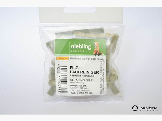 Busta Filzschoner Niebling Gun Care zur intensiven Reinigung von Pistolen – Kaliber 6,5 mm .257 100 Stück