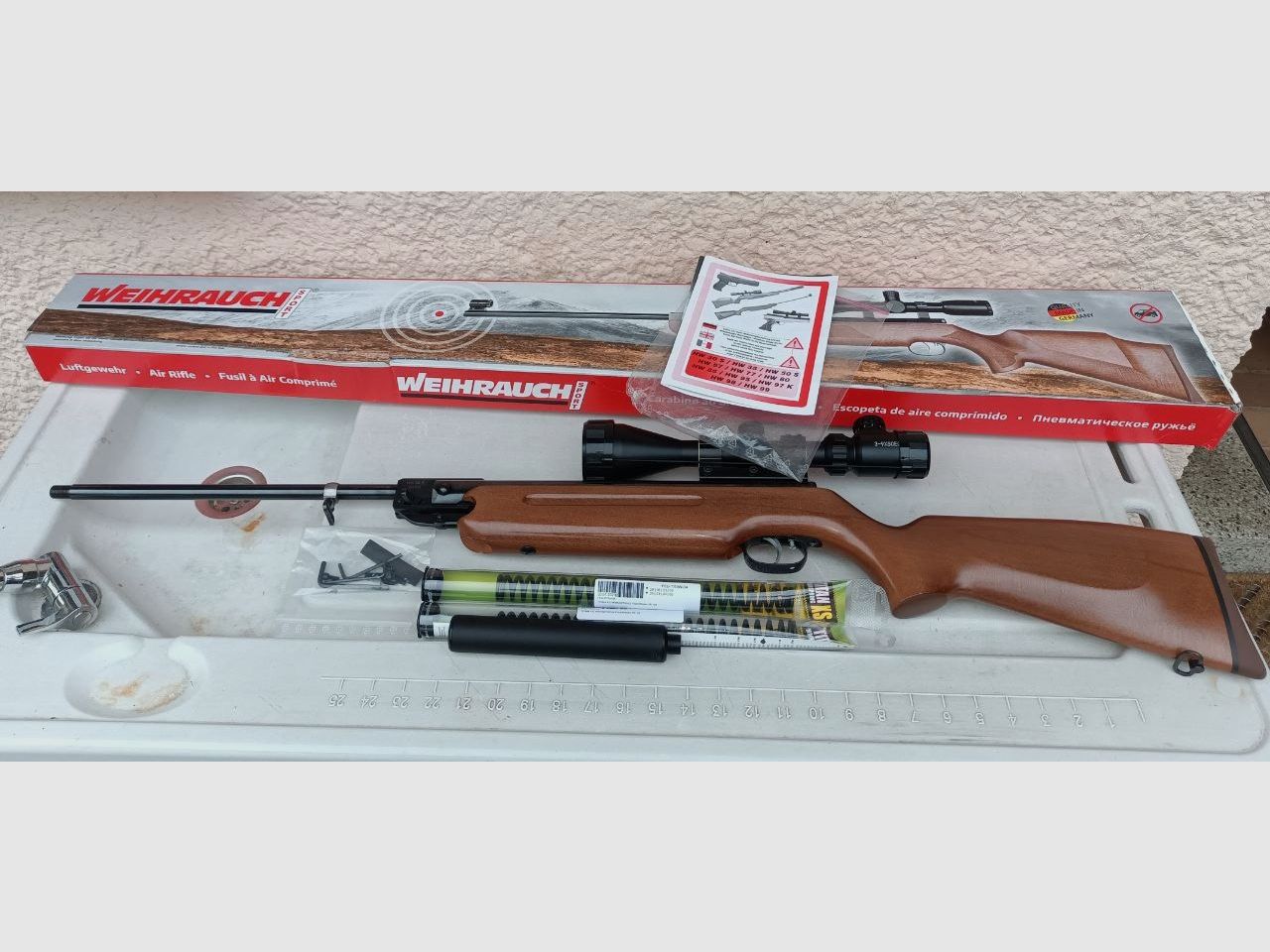 Luftgewehr Weihrauch HW 35 K Schalldämpfer Fernrohr Exportfeder