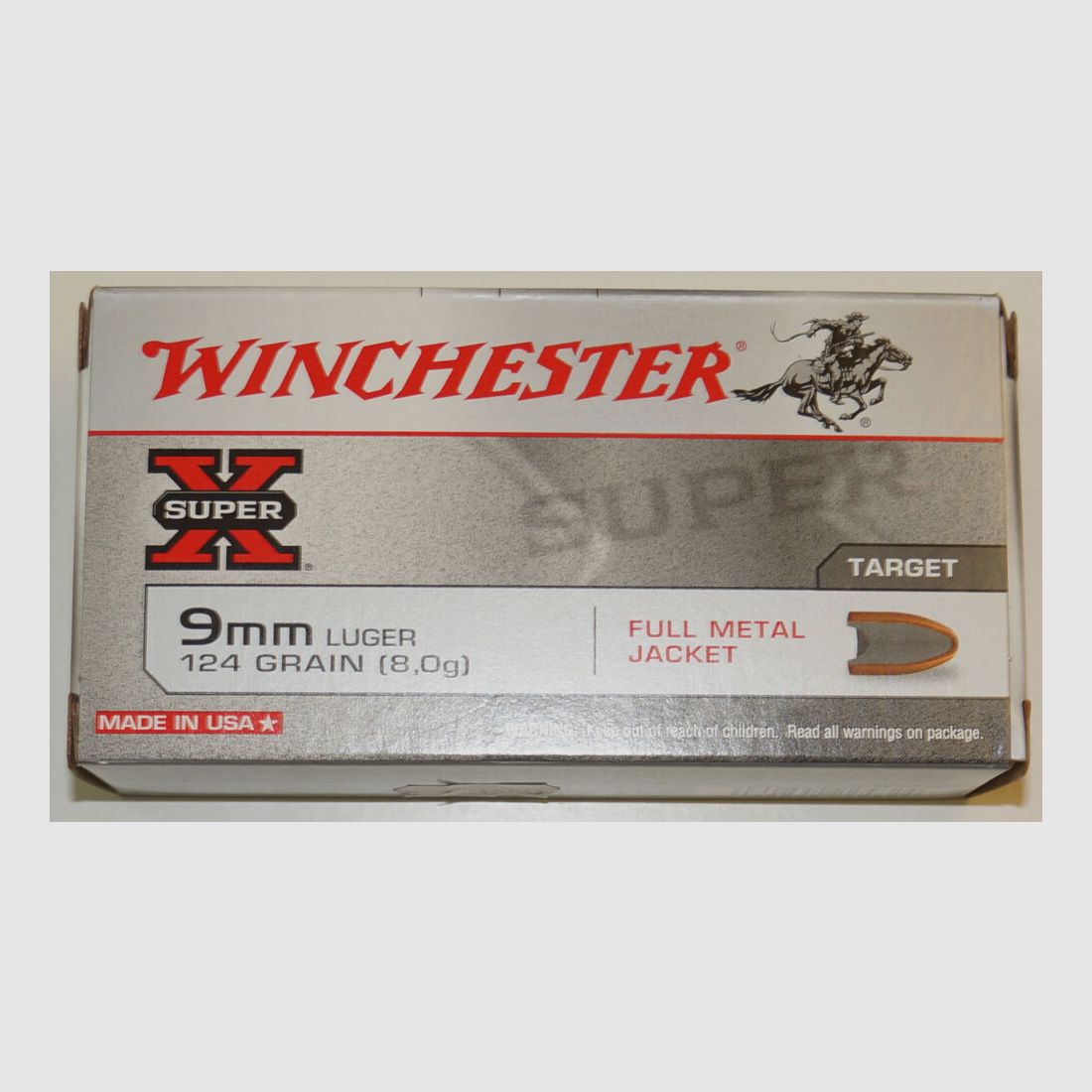 Winchester - FRISCH EINGETROFFEN - Munition 9mmLuger (9x19) FMJ 124grs. Winchester, 50 Patronen