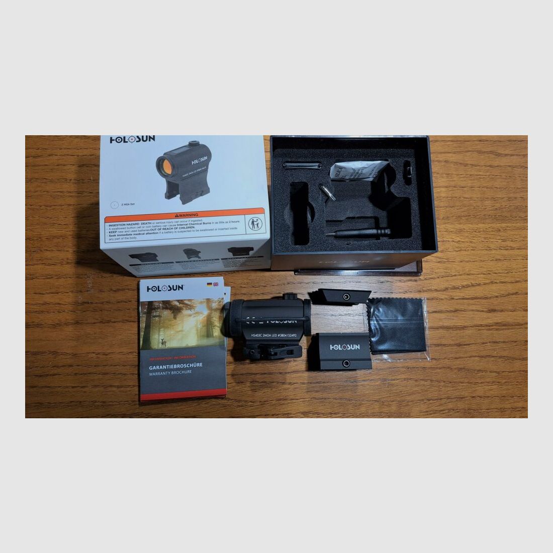 HOLOSUN Holosun HS403C Rotpunkt Visier,2MOA Punktabsehen, Solarzelle,Schnellspannmontage für Pica-Schiene