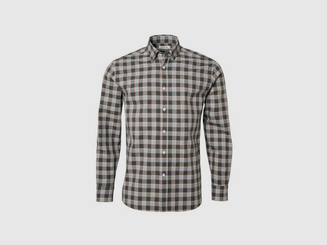 Chevalier Herrenhemd Belmont Grey Melange Checked