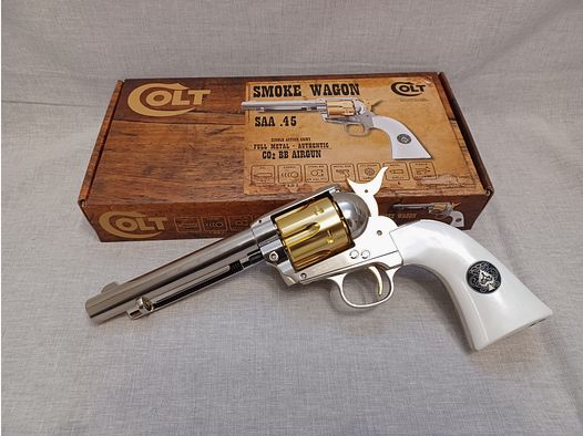 Colt SAA - chroom - Smoke Wagon / 4,5 mm BB / CO2 / Revolver / OVP (132)