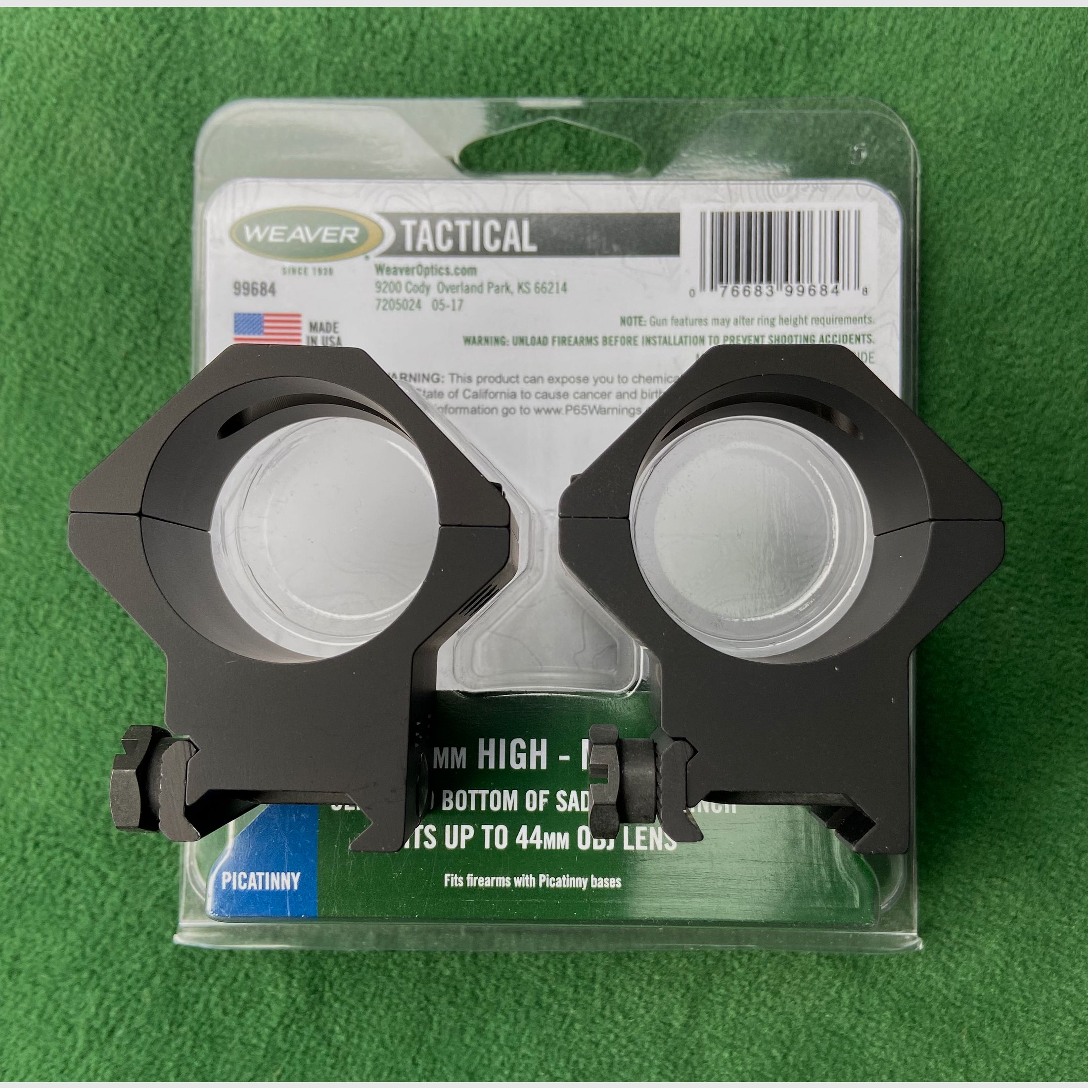Weaver Tactical 6-Hole Picatinny Ring 34 mm Hoog