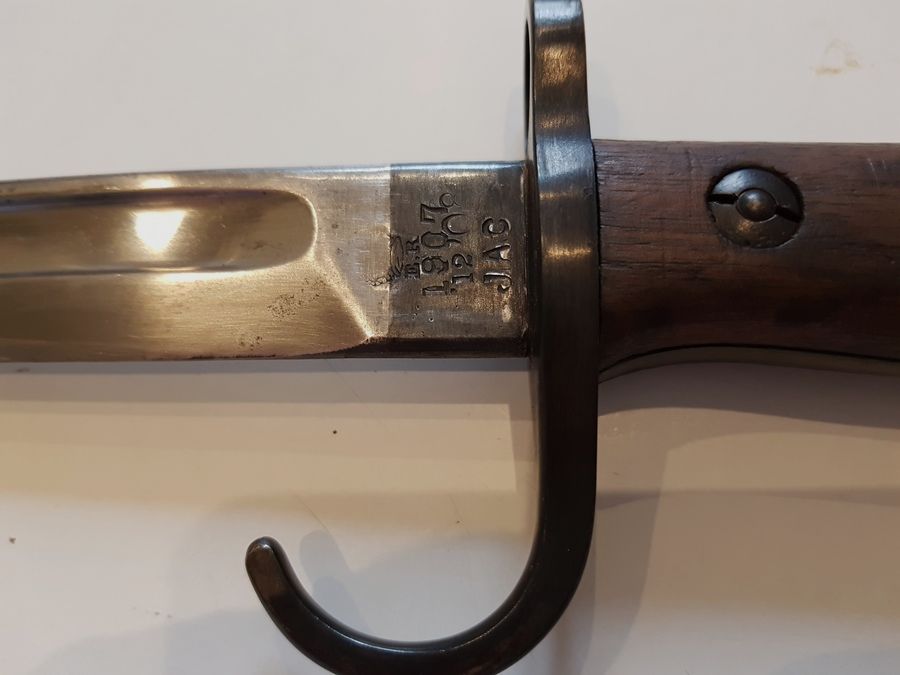 Rarissime britische Bajonett 1907 Quillon mit Scheide 1. Typ – Chapman – Royal Inniskilling – Bajonett 1907 Quillon JAC MkI, Bild 6 von 26