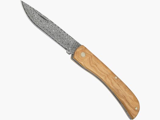 Damast-Taschenmesser Olivenholz Filework nicht feststellbar §42a konform legal führen