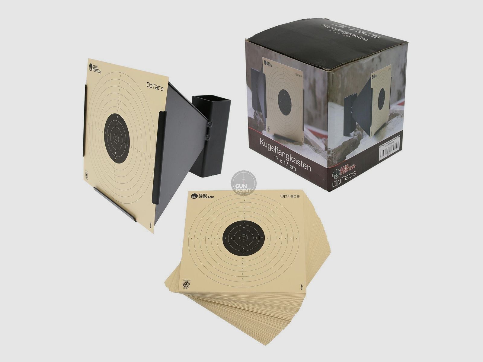OpTacs - Kugelfang 17 x 17 cm mit Trichter inkl. 50 Zielscheiben