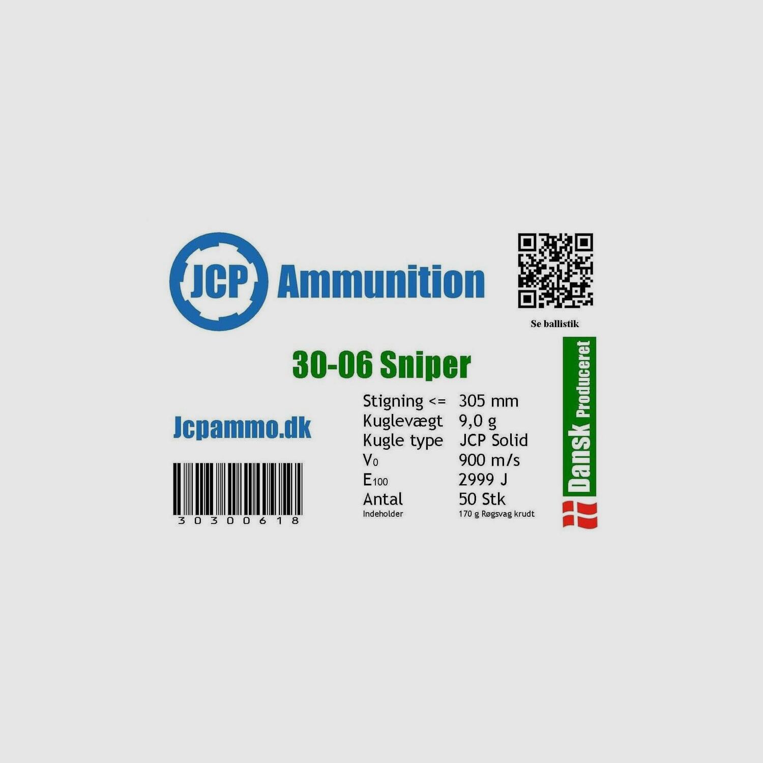 JCP Sniper 30-06 9.0g – Blyfri Trænings ammo, billede 1 af 2