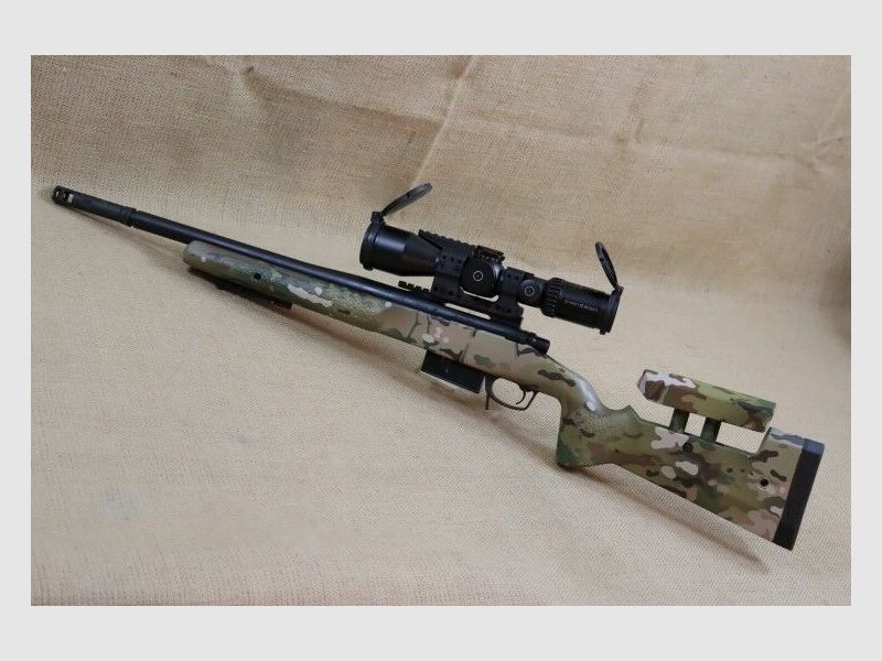 Repetierbüchse, GA Precision Gladius, Mod. MCS T2-A, Kal. .308 Winchester	 Schmit & Bender 5-20 x 50 PM II Ultra Short mit Leuchtabsehen und Spuhr Blockmantage.