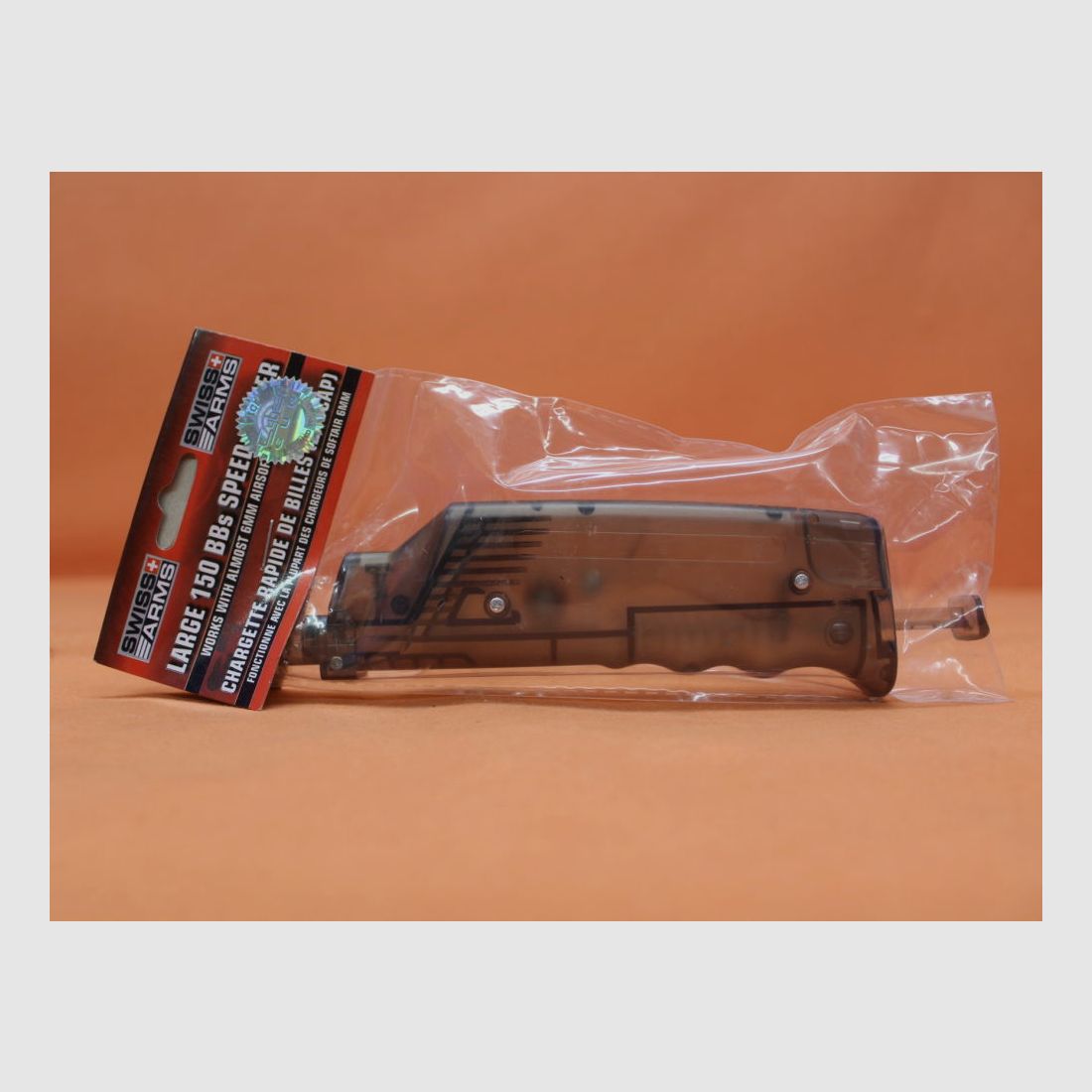 GSG German Sport Guns Airsoft Firepower Speedloader (603023) für 150 BB Polymer schwarz transluzent, incl. Pistolenadapter