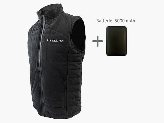 Schwarze Heizweste + 5.000mAh Batterie PISTEURS