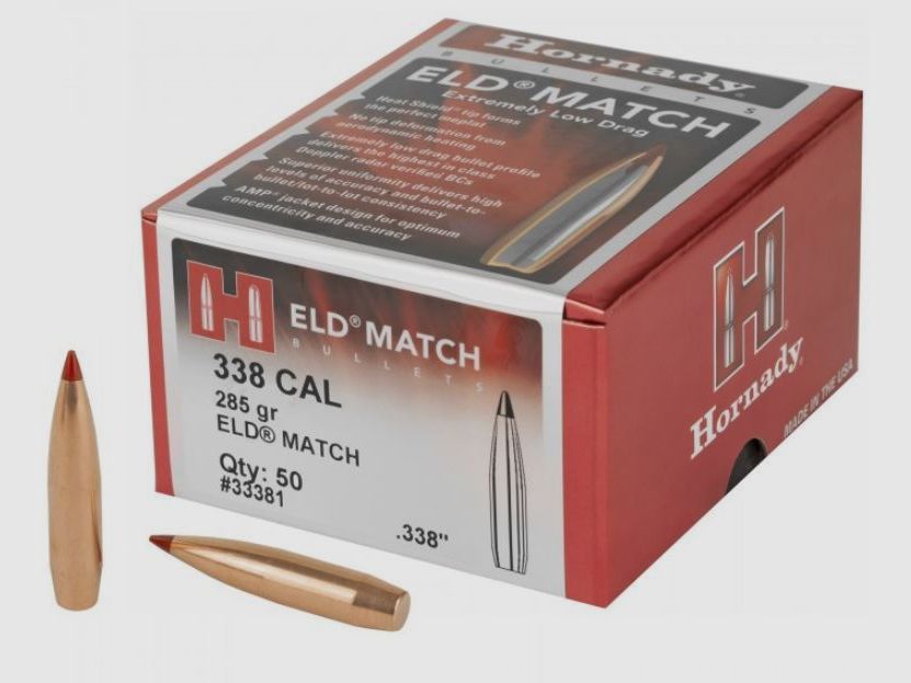 Hornady ELD Match – caliber .338 LM in 285 grain #33381