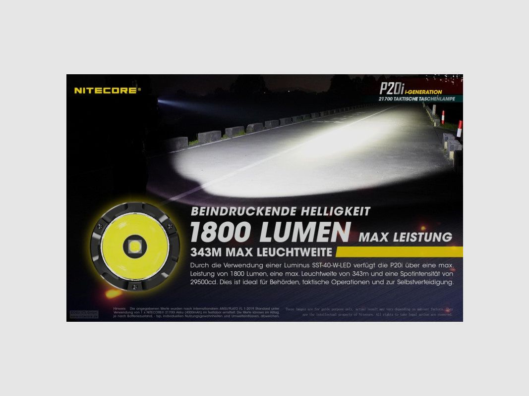 NiteCore® Taschenlampe P20 i inkl. Akku, USB-C Ladefunktion, Bild 2 von 5