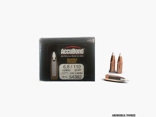 WIEDERLADUNGSGESCHOSSE – NOSLER – ACCUBOND 6.8 Kal. 110grain (.277″) .540 CANNV(50Stück) -54382
