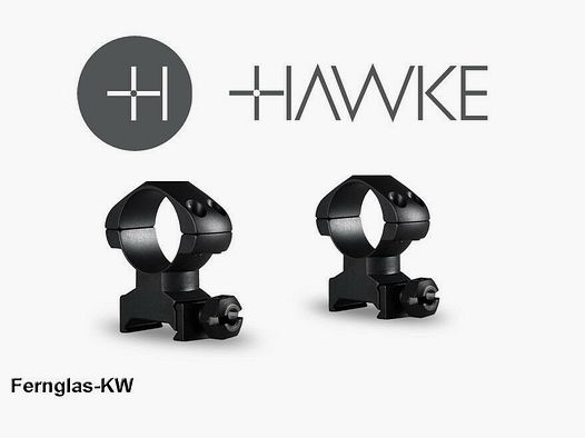 HAWKE 23002 1" 25.4mm precision steel ring mounts high for Weaver rail