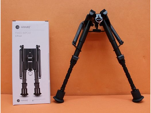 HAWKE HAWKE Zweibein Fixed Bipod (70001) Höhe 6-9"/ ca. 15-23 cm, Rastenverstellung, gummierte Füße