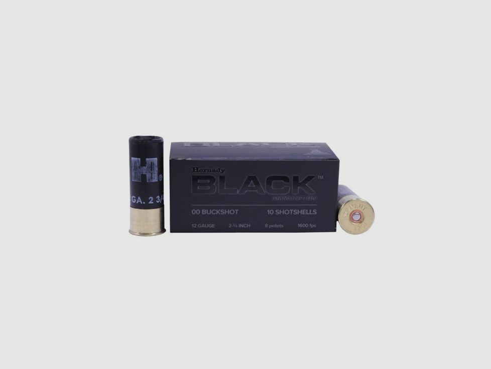 Hornady Shotgun Cartridge Black Ammo .12/70 42g Buckshot #00 (8.4mm) 10 Cartridges