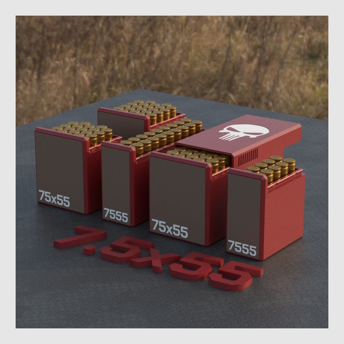 Filamelt munitiekist / Ammo 7.5x55 - patroonbox voor 50 schoten, Made in Germany