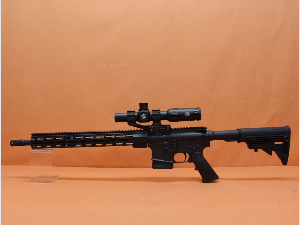 AimZone Ha.Büchse .223Rem AimZone Aim15 Basic Sporter 16L System AR-15 +Geco 1-6x24 Zielfernrohr+Burris PEPR