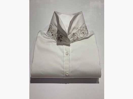 Wallmann Bluse mit Blumenstickerei in Beige